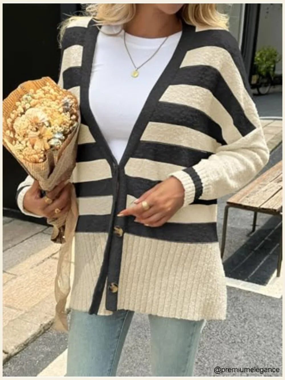 Fuzzy Knit V-Neck Button Down Cardigan Sweater with Side Slit and High Low Hem
